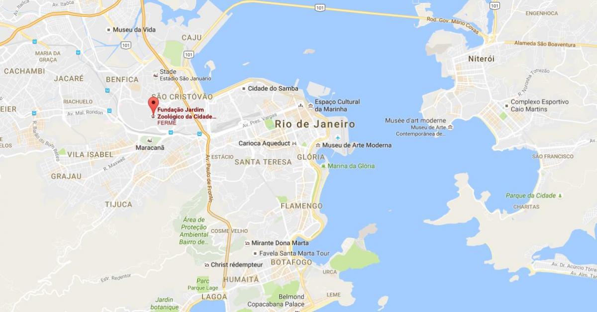 Kaart Loomaaia Rio de Janeiro