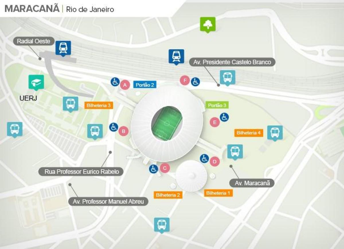 Kaart Maracanã staadionil accès
