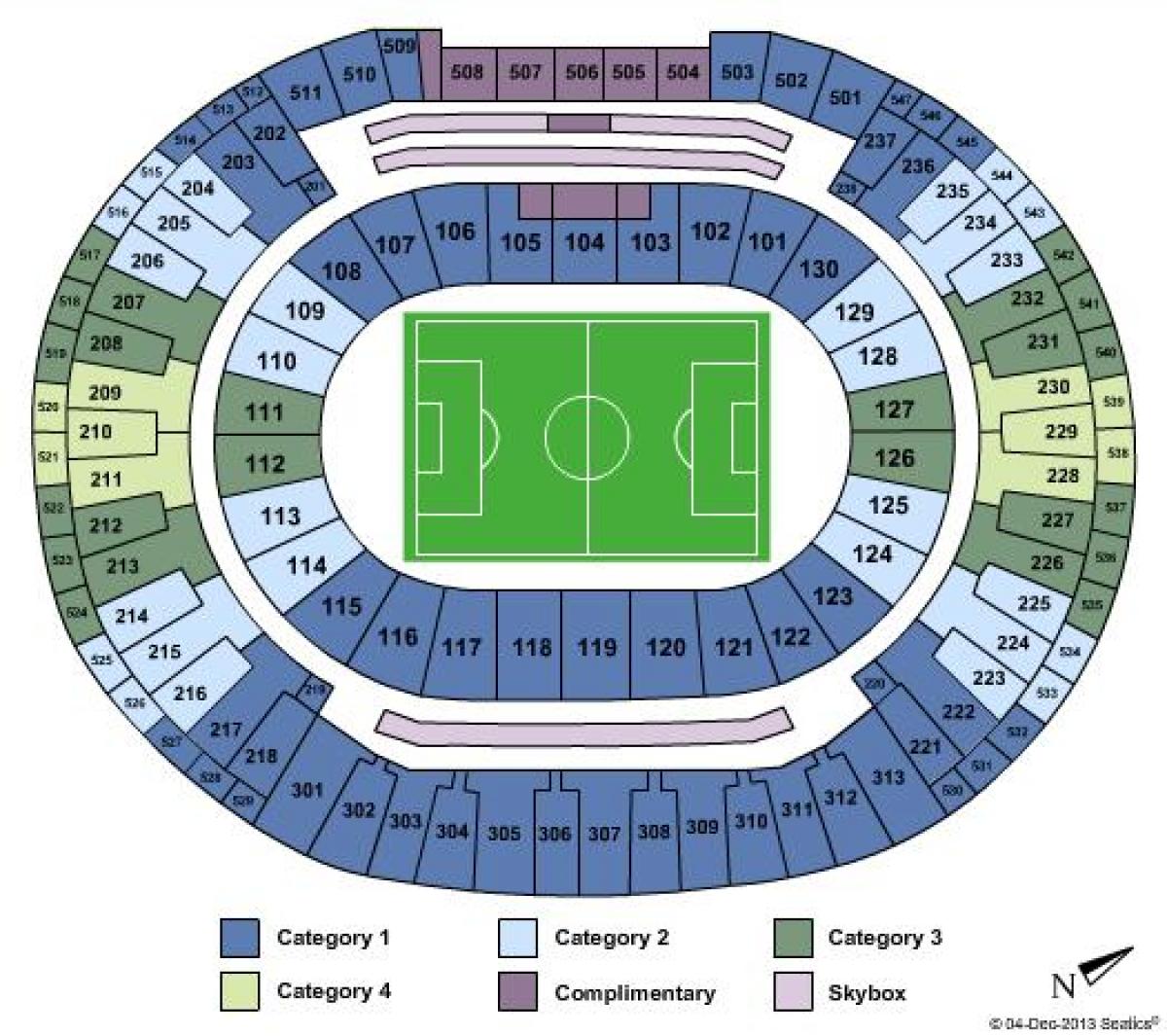 Kaart Maracanã staadionil sièges