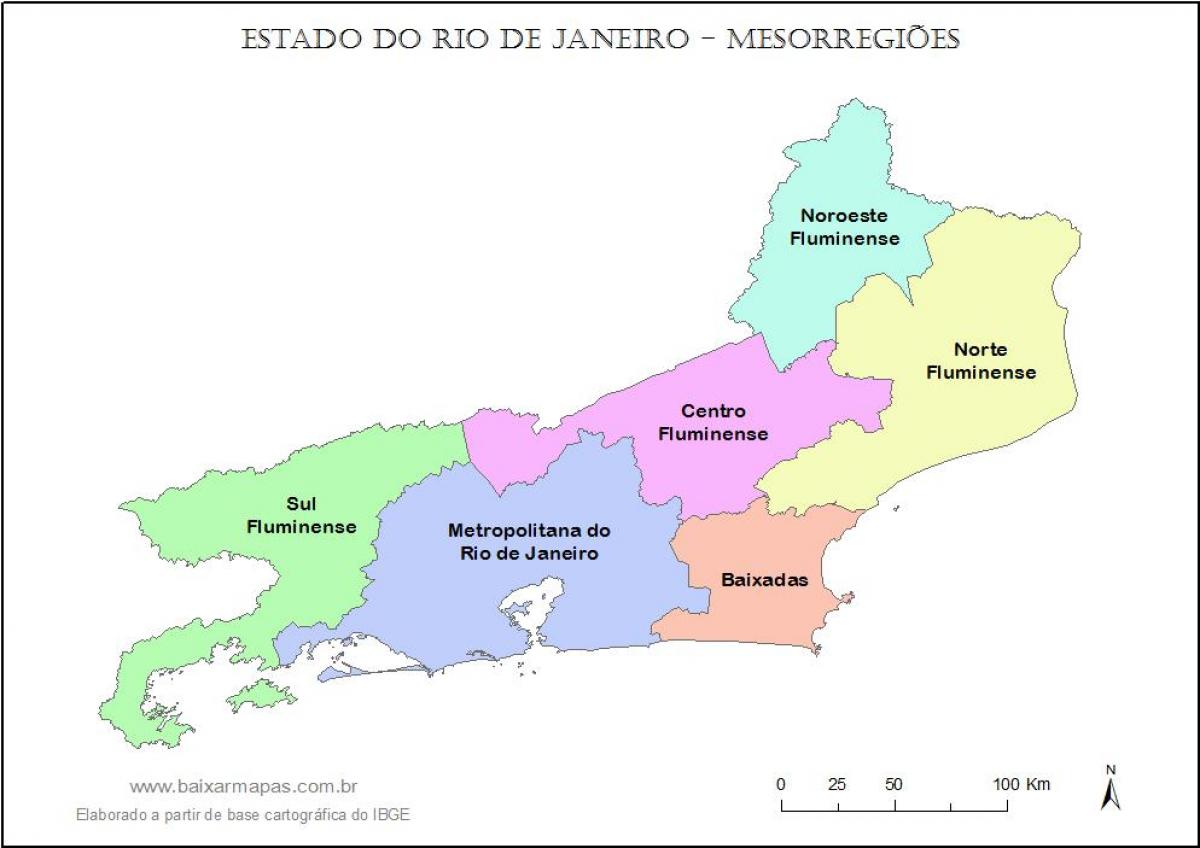 Kaart mesoregions Rio de Janeiro