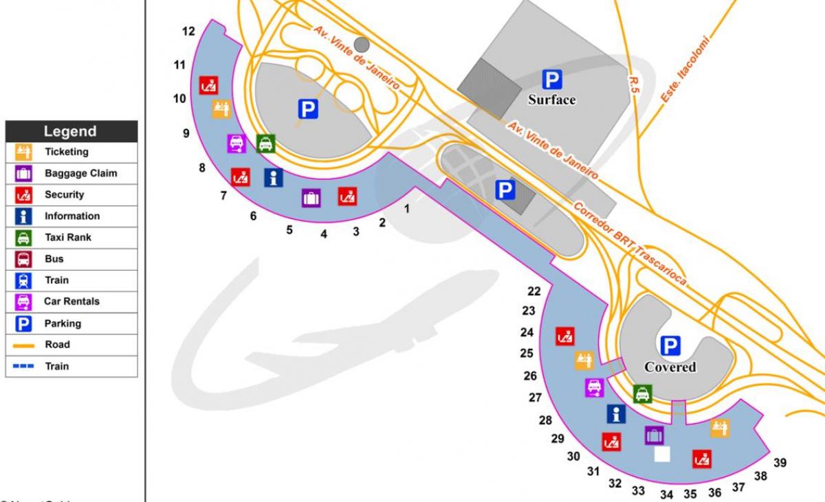 Kaart Rahvusvaheline lennujaam Rio de Janeiro