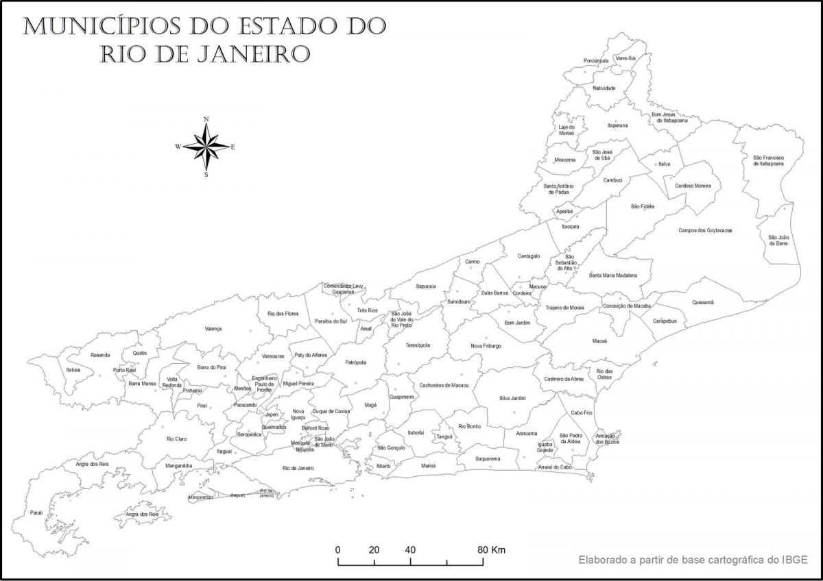 Kaart Rio de Janeiro must ja valge