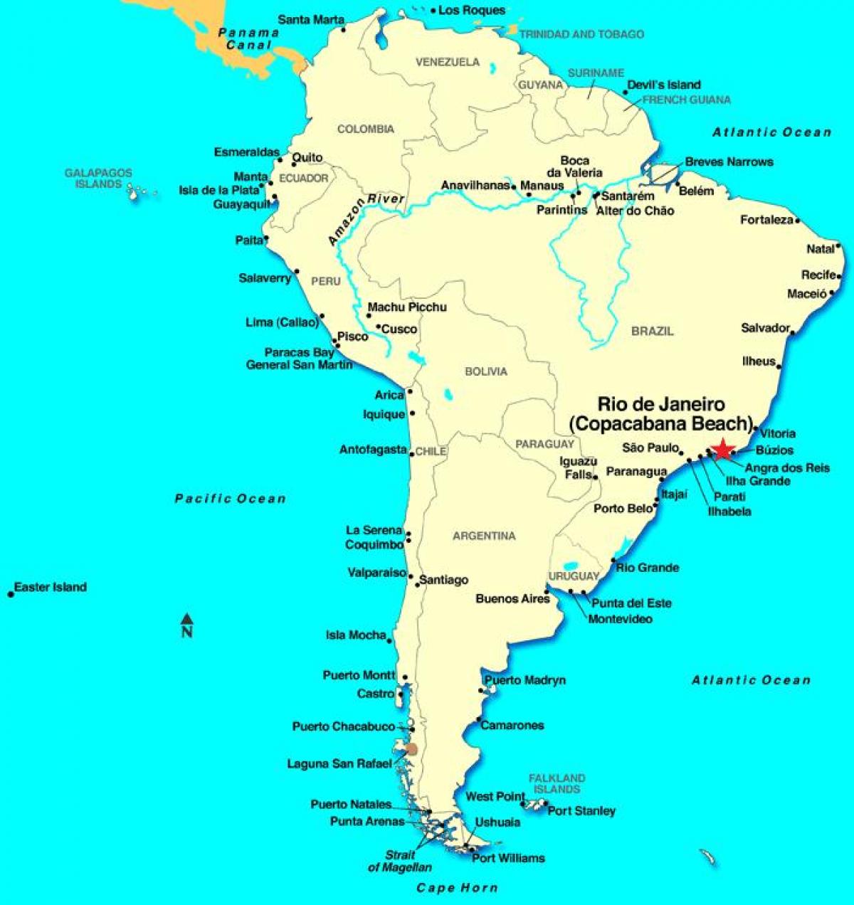 Kaart Rio de Janeiro Lõuna-Ameerikas