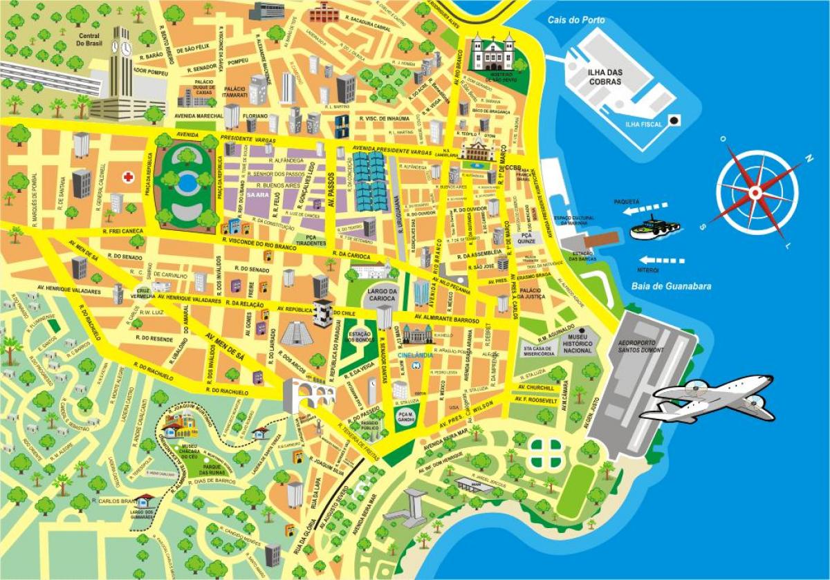 Kaart vaatamisväärsused Rio de Janeiro