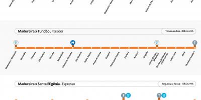 Kaart BRT TransCarioca - Jaamad