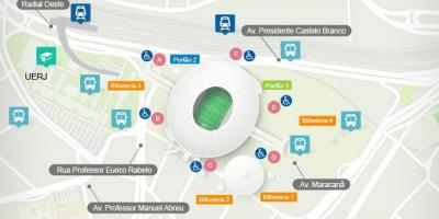 Kaart Maracanã staadionil accès