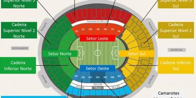 Kaart Maracanã staadionil secteurs