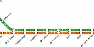 Kaart Rio de Janeiro metro - Rida 1-2-3